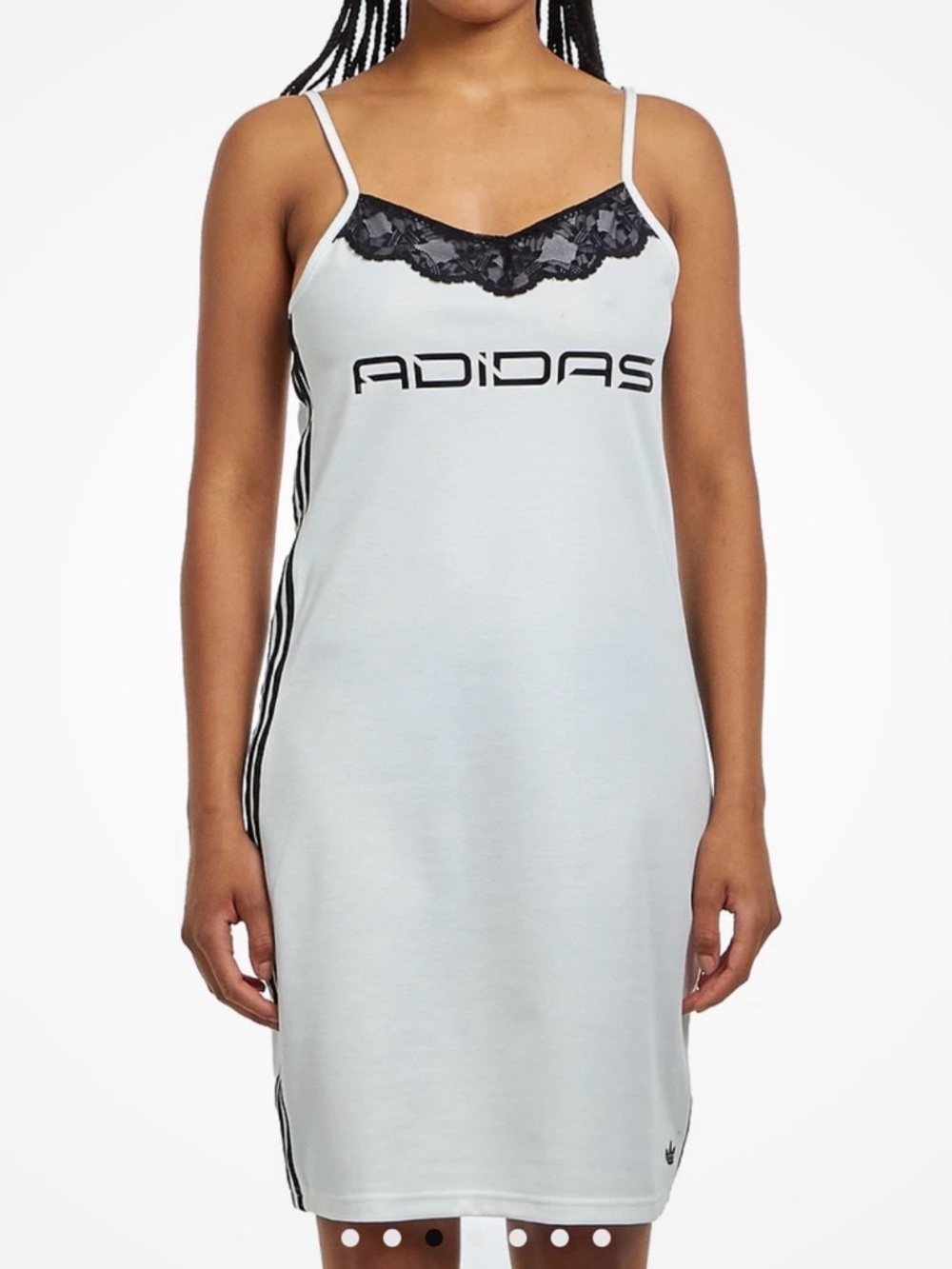 ADIDAS WHITE LACE-TRIM SLIP DRESS